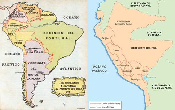 Intendencias: Fueron grandes subdivisiones territoriales de la Audiencia (antecedentes coloniales de los actuales departamentos), establecidas por Carlos III de Borbón en 1784, en reemplazo de los corregimientos, su máxima autoridad fue el Intendente. 